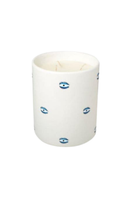 Oversized evil eye candle by Casacarta, featuring a decorative blue and white evil eye design for home decor.
