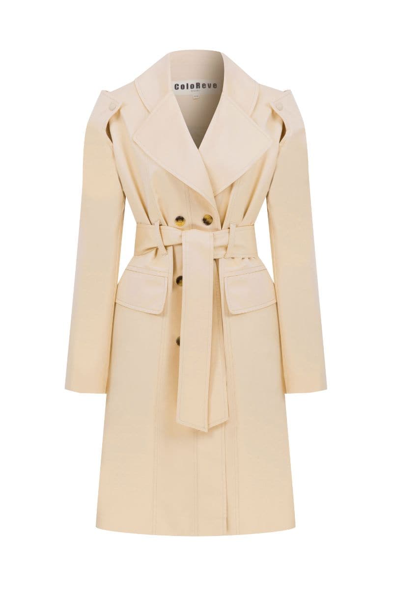 BEIGE FLAT TRENCH COAT | Coloreve | CULT MIA