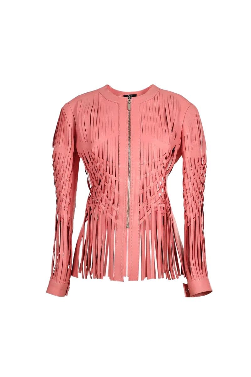 ATTALEA PINK LEATHER JACKET | Double A | CULT MIA