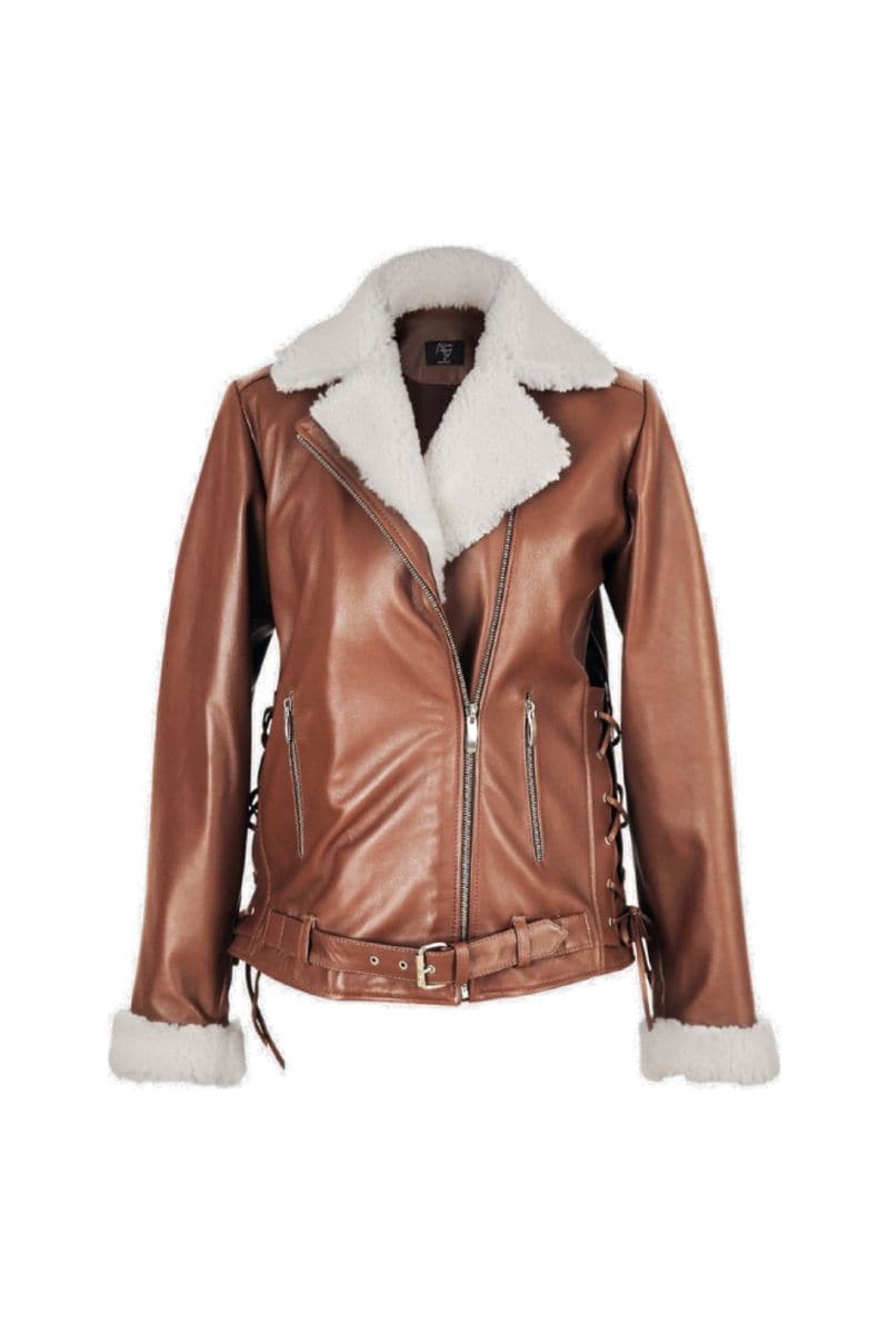 GAIA SHEARLING CAMEL LEATHER JACKET | Double A | CULT MIA