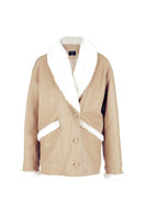 Double A Haydra shearling beige leather jacket, shown in nude beige, featuring a stylish and cozy design for jackets.