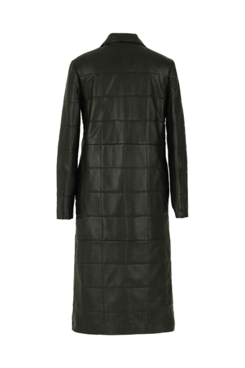MAPLE LONG BLACK LEATHER COAT | Double A | CULT MIA