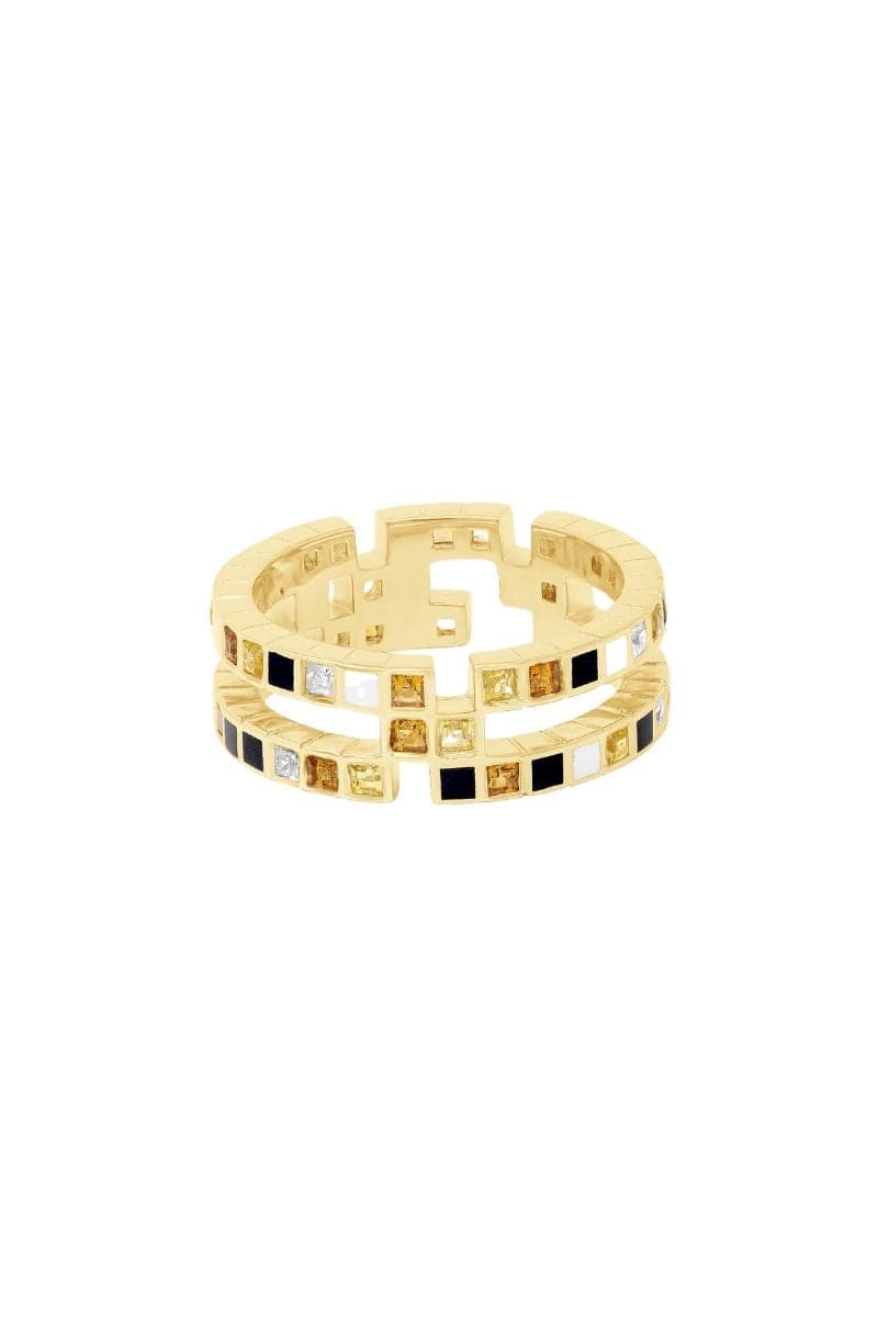 Gold ring featuring a sleek design from the CHICHI collection by EDXÚ, displayed on a neutral background.
