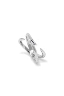 E.D.X.Ú rhodium-plated ring with sleek design, showcasing a shiny finish and smooth band, perfect for elegant jewelry styling.