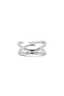EDXÚ Dew Rhodium Ring showcasing a sleek, polished silver band with a smooth finish and minimalist design.