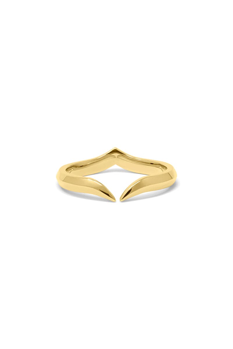 Yellow vermeil Fang Ring by EDXÚ, featuring a bold, modern design with a textured fang motif on a sleek ring band.