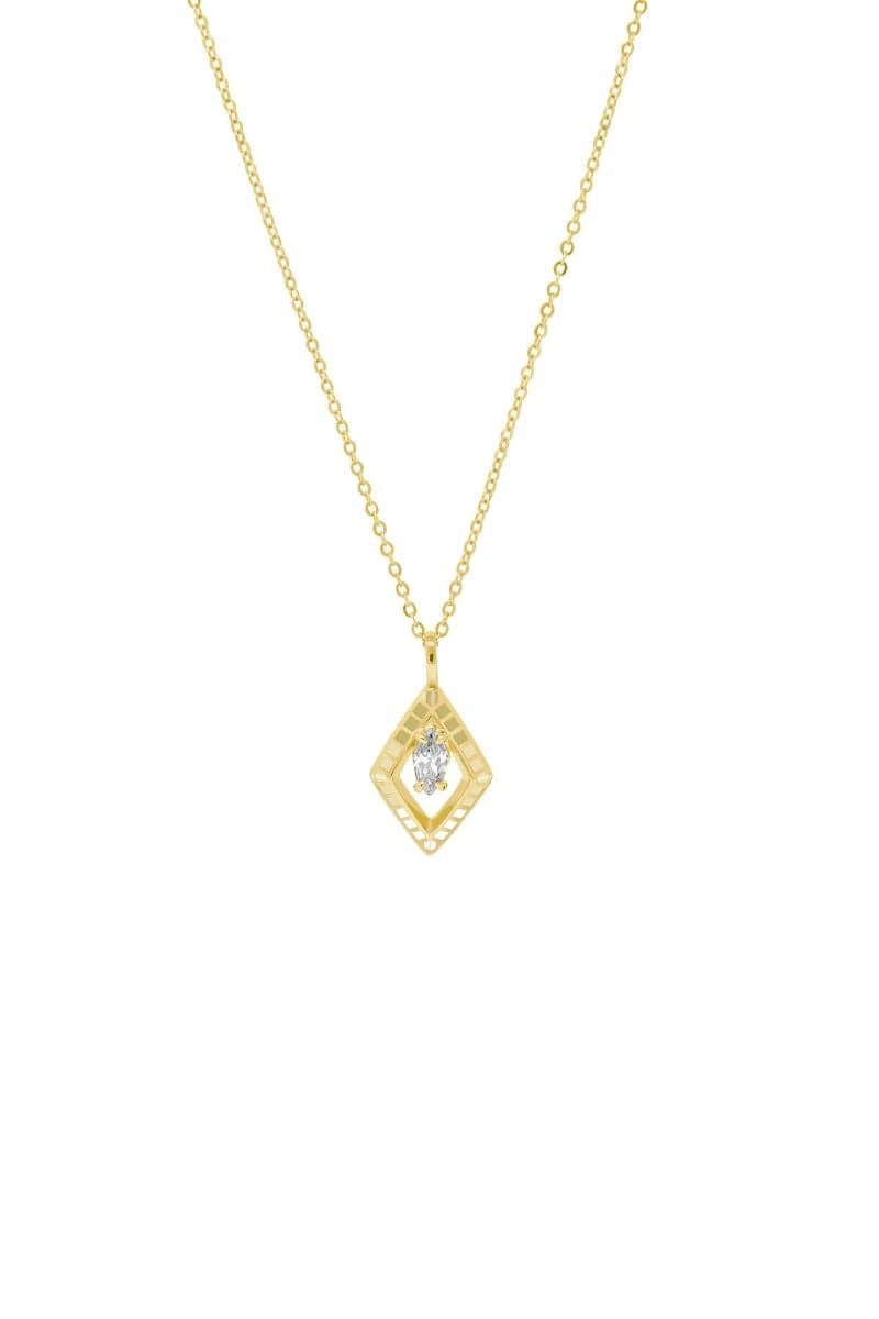 Yellow Hayden Sahara necklace by EDXÚ featuring layered gold-tone chains and intricate pendant details.