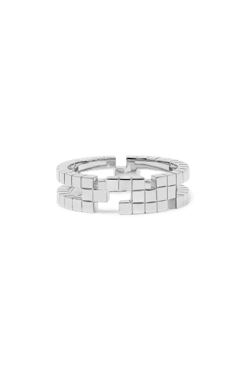Elegant KIKI Rhodium Ring by EDXÚ featuring a sleek, polished silver finish and a modern design.