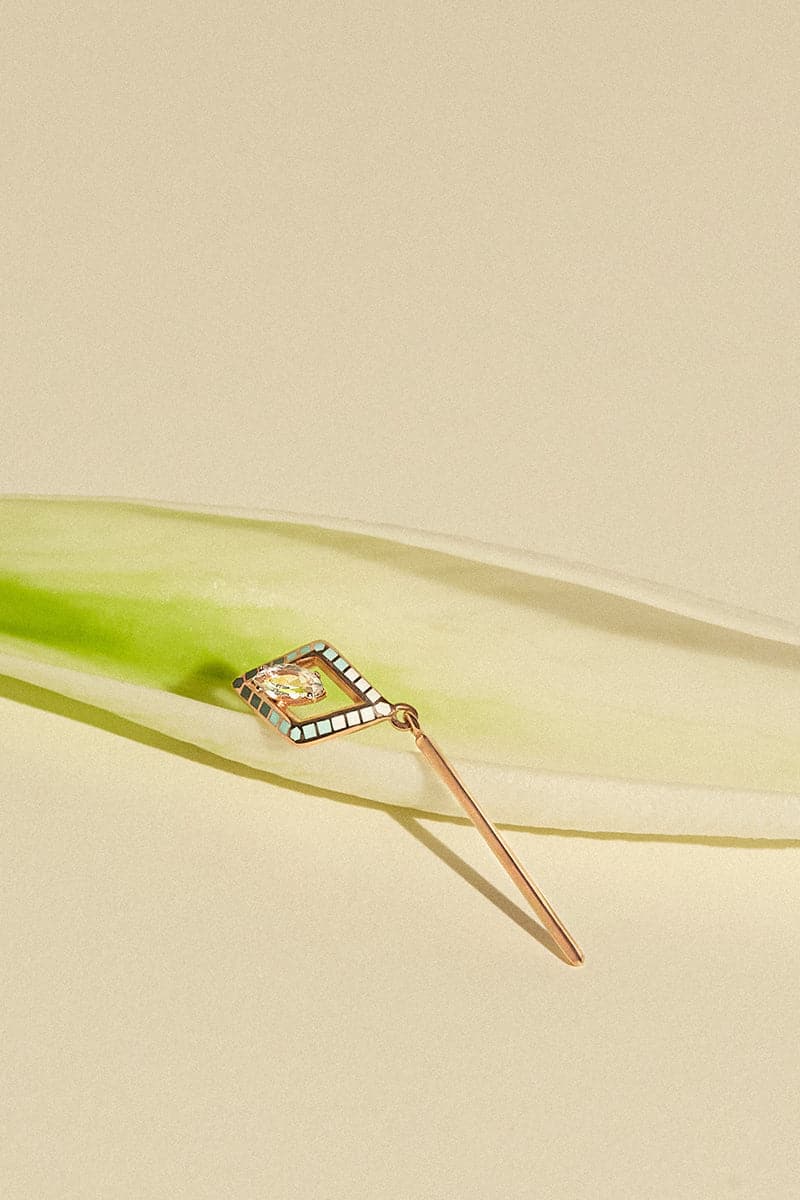 Rose gold plated drop earrings by EDXÚ featuring elegant blue accents and a sleek, modern design.