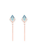 EDXÚ KORA plated drop earrings in rose gold with blue accents, featuring elegant, dangling design and intricate detailing.