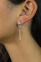 Rose gold plated drop earrings by EDXÚ featuring elegant blue accents and a sleek, modern design.
