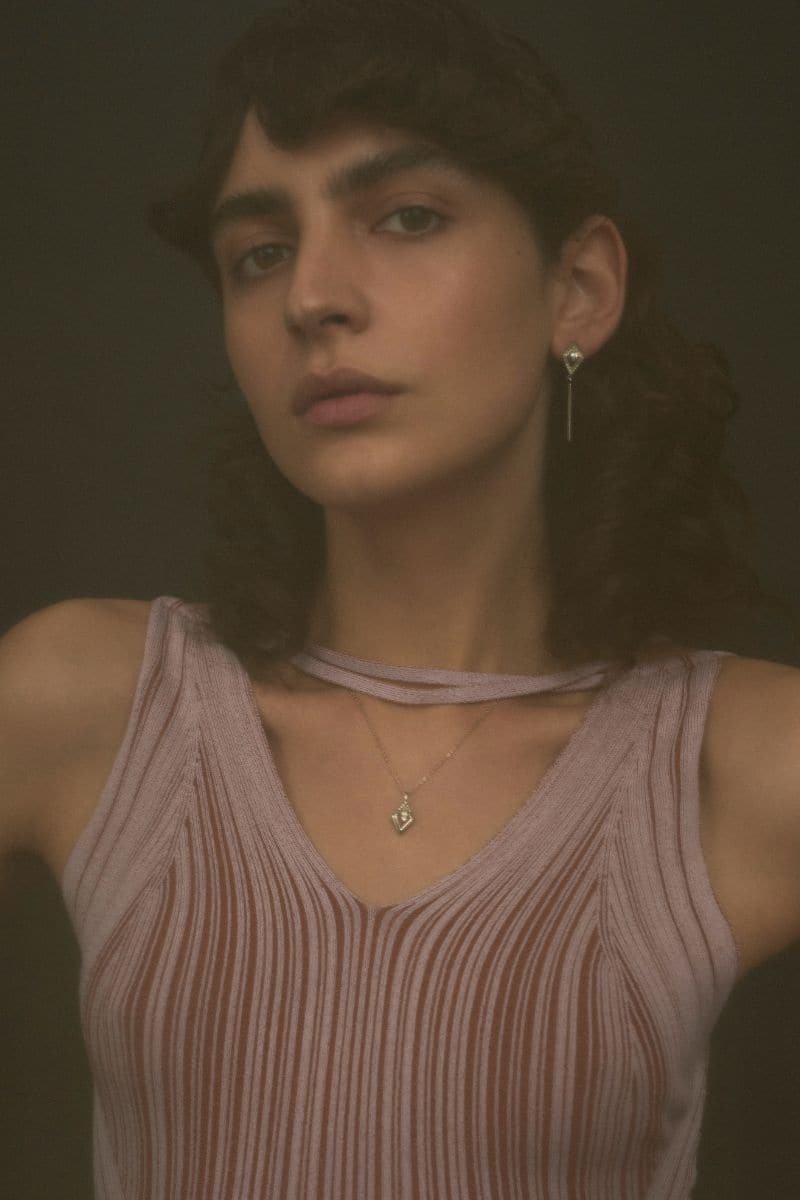 EDXÚ KORA plated drop earrings in rose gold with blue accents, featuring a delicate, elegant design for stylish wear.