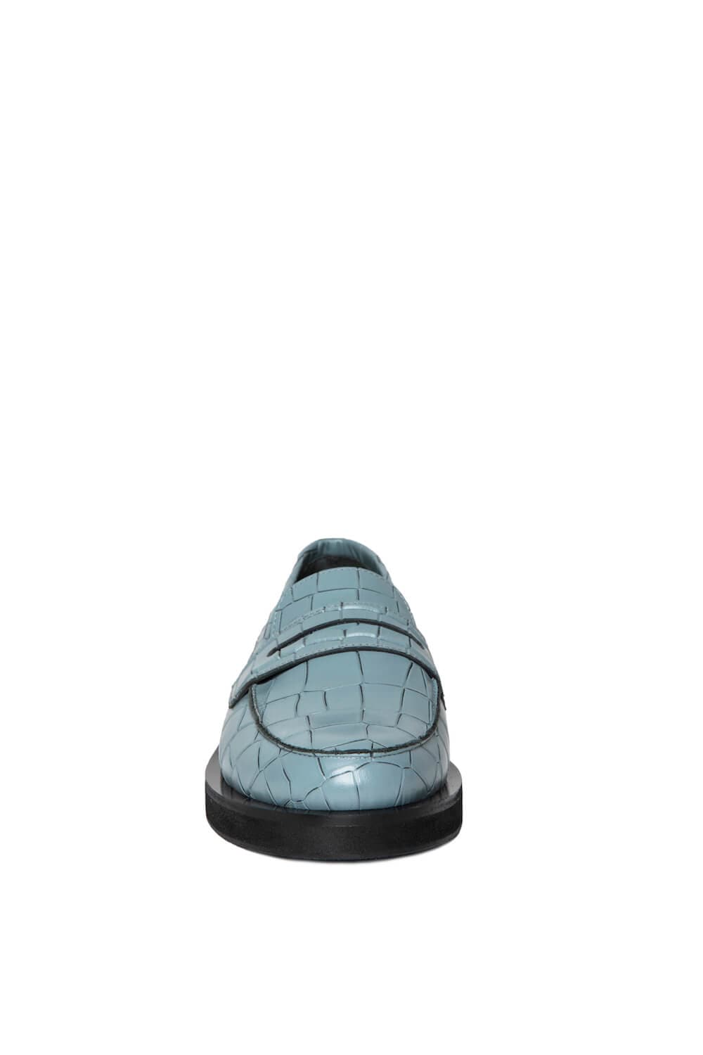Sky blue Gvasalia Cult Mia X Croc-Effect Leather Loafers, stylish flats with textured crocodile pattern and sleek design.