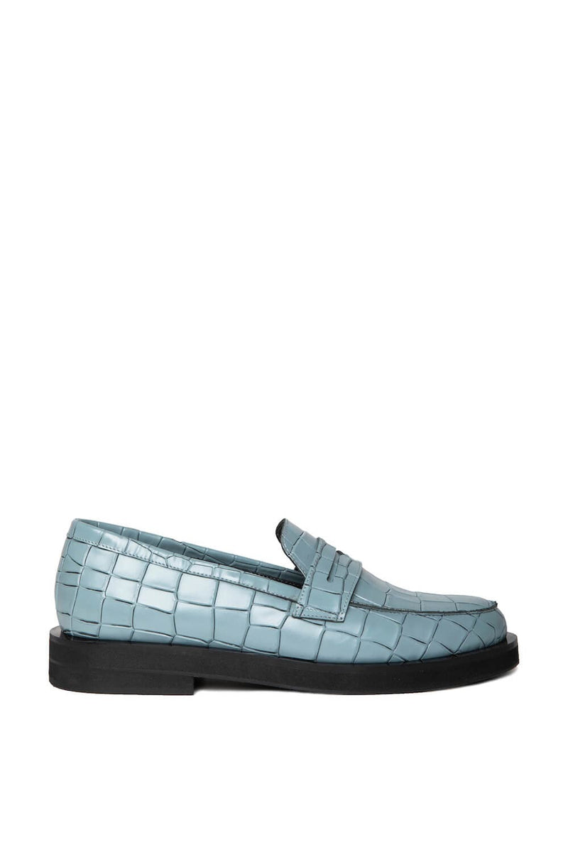 LILY CROC-EFFECT LEATHER LOAFERS | Gvasalia | CULT MIA