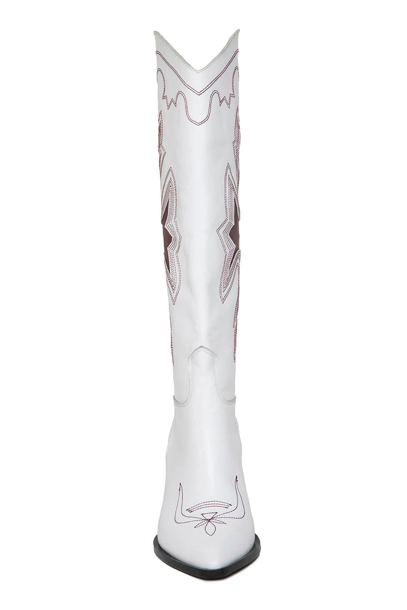 GIGI EMBROIDERED LEATHER KNEE BOOTS | Gvasalia | CULT MIA