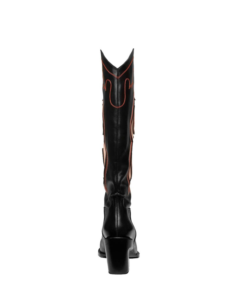 GIGI EMBROIDERED LEATHER KNEE BOOTS | Gvasalia | CULT MIA