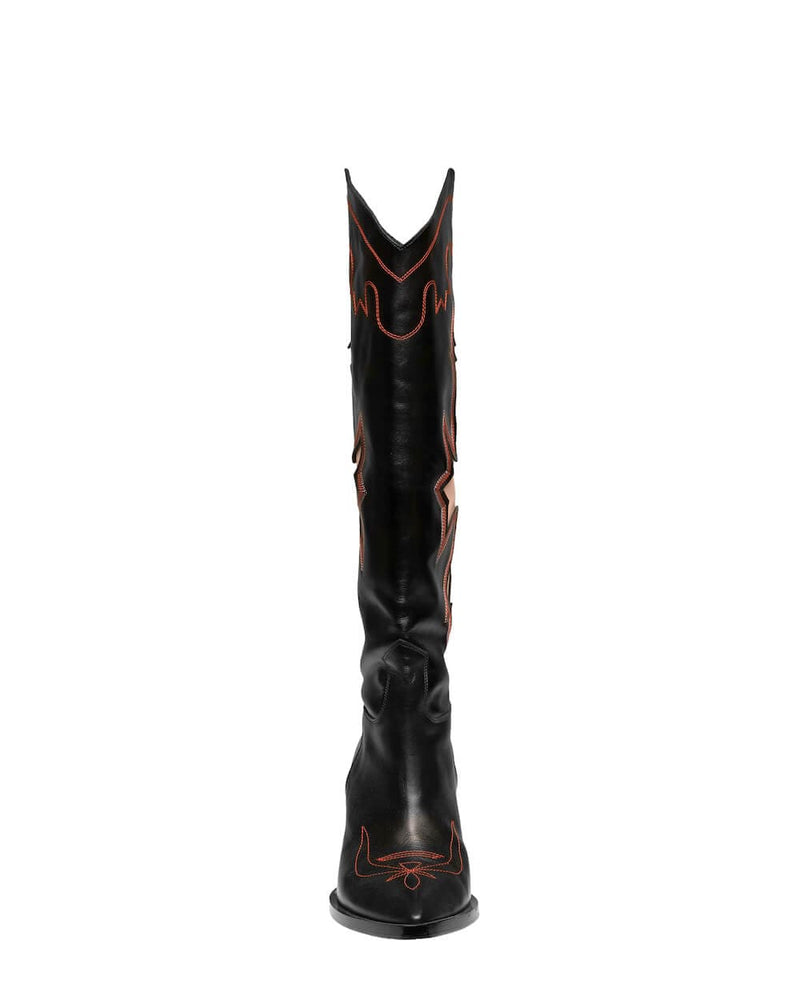 GIGI EMBROIDERED LEATHER KNEE BOOTS | Gvasalia | CULT MIA