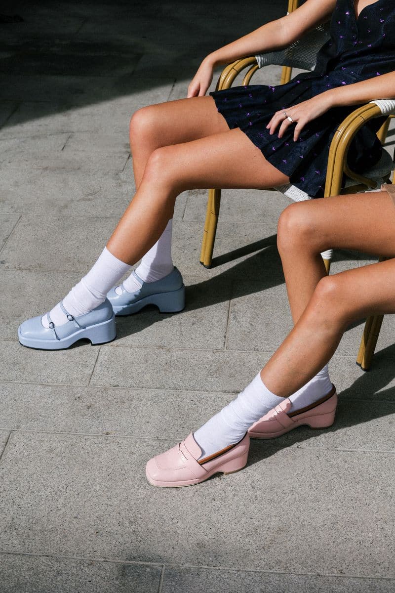 Gvasalia Penny Pink leather loafers flats in size EU 35, featuring smooth pink leather and classic slip-on design.