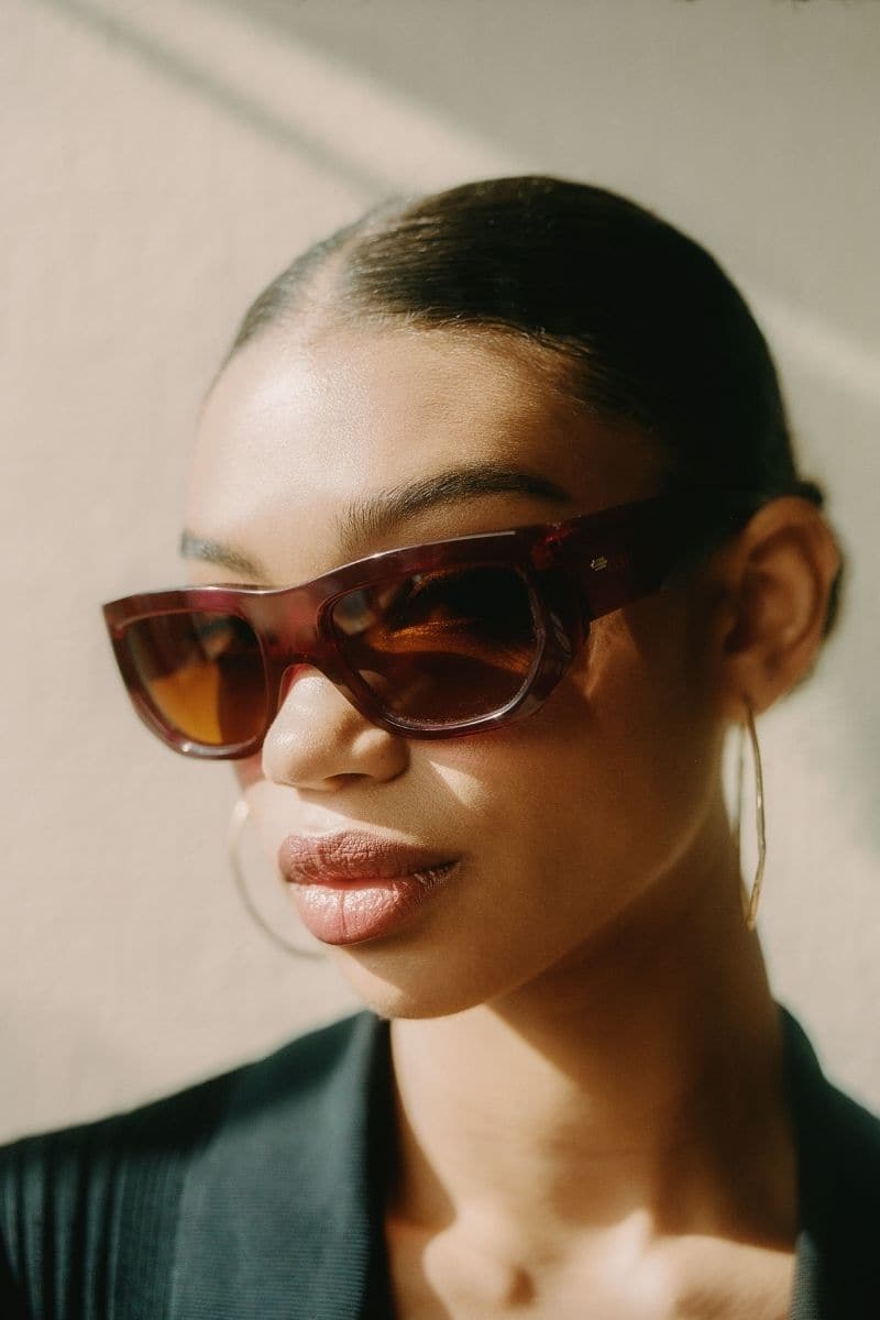 Pink oversized cat-eye sunglasses by Kimeze with bold frames and stylish design, perfect for a fashionable look.