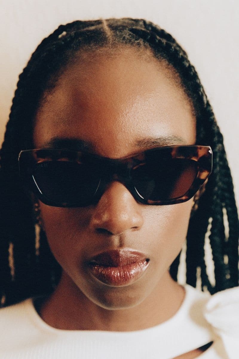 Kimeze Shell Concept 3 Cateye Sunglasses with black frames and tinted lenses, stylish and fashionable eyewear.