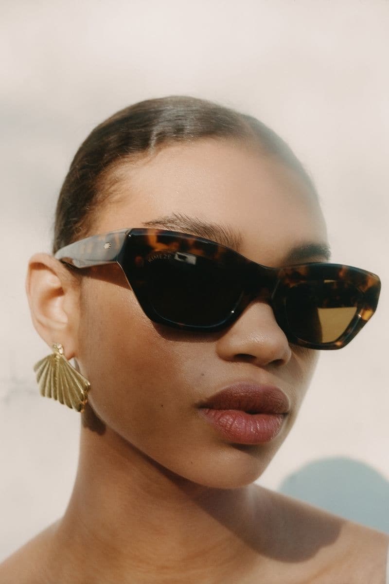 Kimeze Shell Concept 3 Cateye Sunglasses with stylish black frames and tinted lenses.