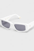White Concept 2 square Cateye sunglasses by Kimeze with bold frames and stylish design, shown on a white background.