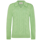 La Granni mint green knitted cables sweater, cozy sweater with a textured cable knit pattern, perfect for casual wear.