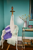 Knitted pistachio and mint scarf by La Granni, lightweight and cozy, perfect for adding a pop of color to your outfit.