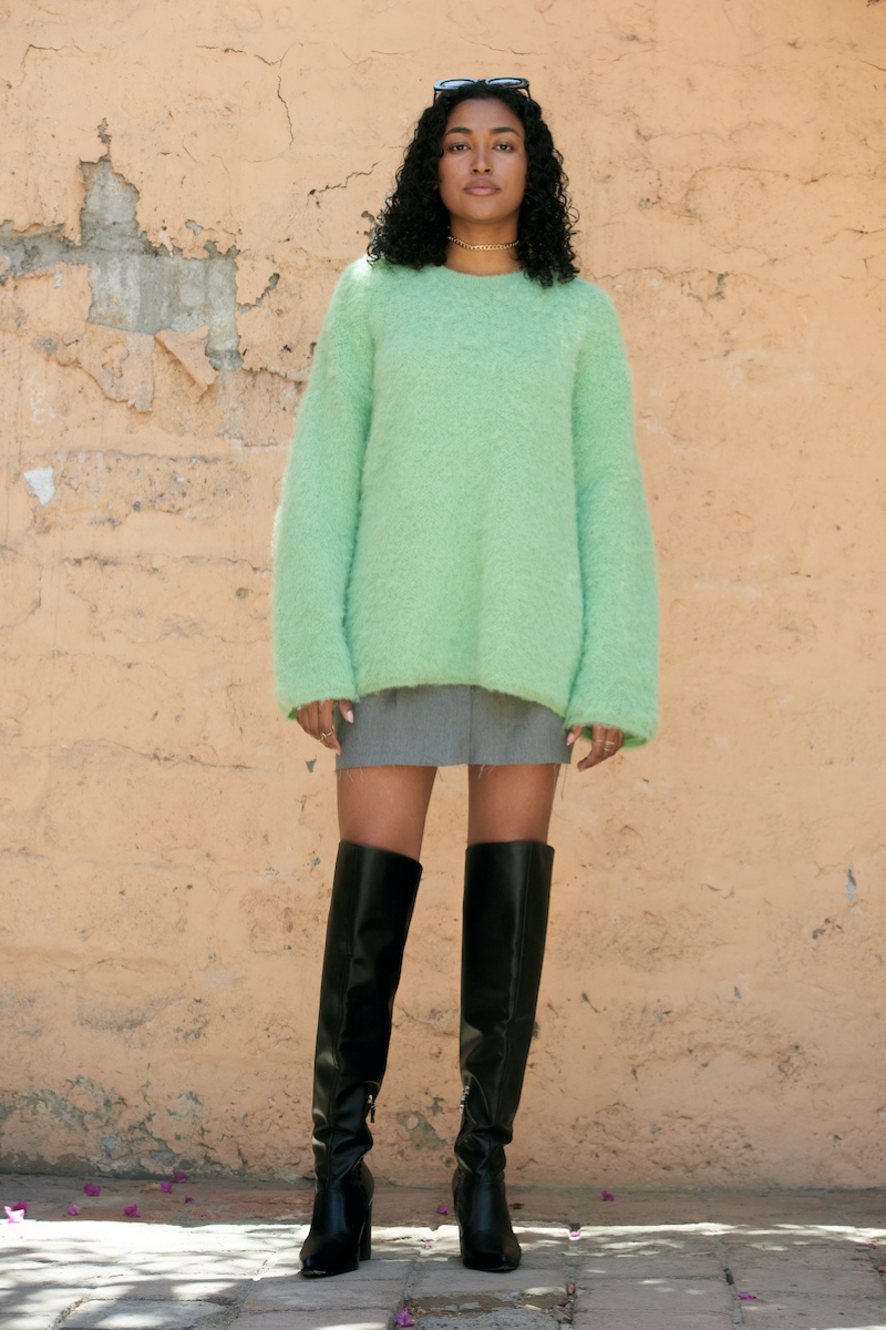 SURI KNITTED MINT CREWNECK | La Granni | CULT MIA