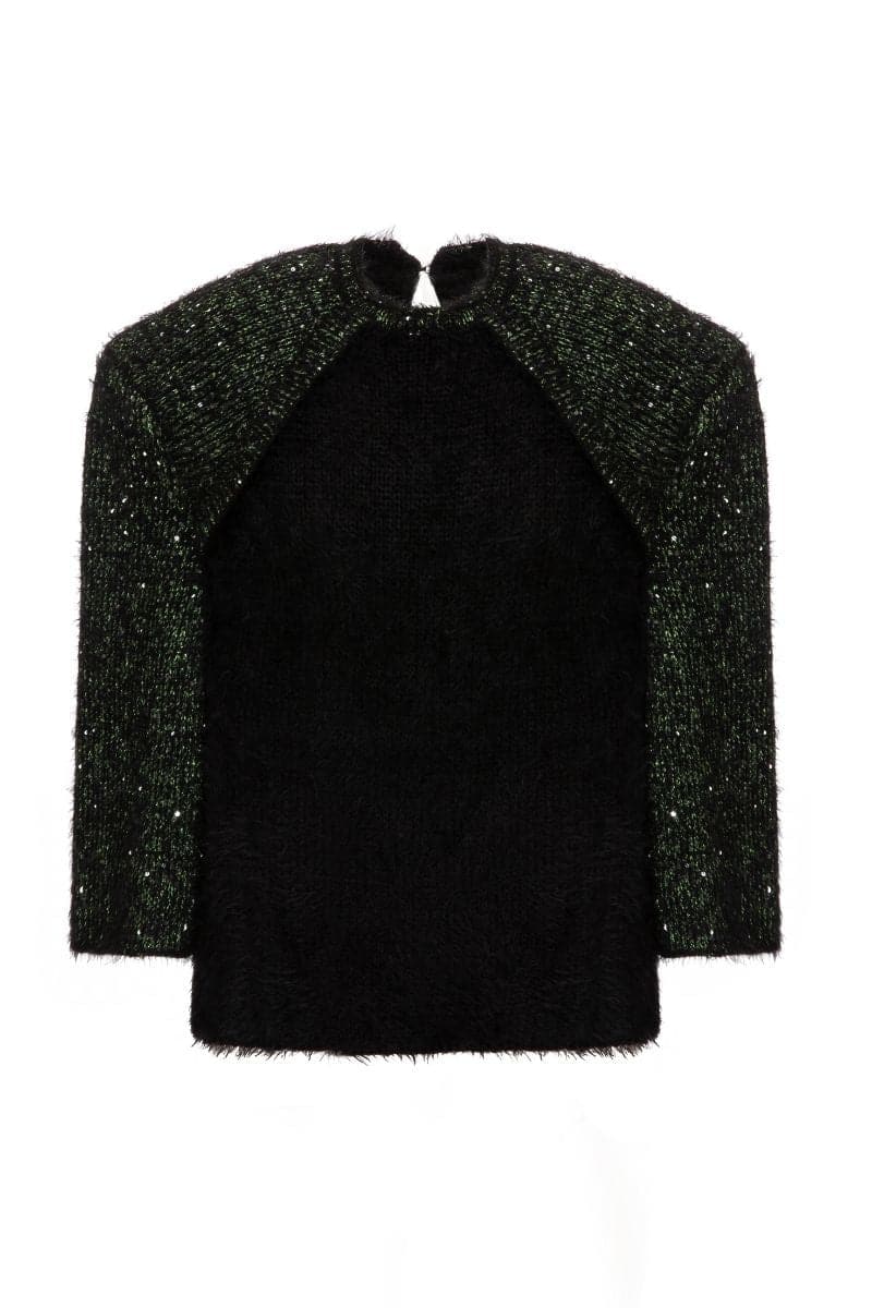 BLACK WOOL-BLEND SWEATER WITH SLEEVE DETAILING | Lalo | CULT MIA