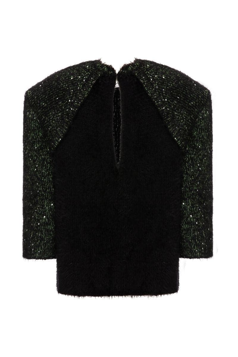 BLACK WOOL-BLEND SWEATER WITH SLEEVE DETAILING | Lalo | CULT MIA