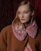 Lalo brown belted wool coat with neck fleece, featuring a stylish fit and cozy design, ideal for cold weather.