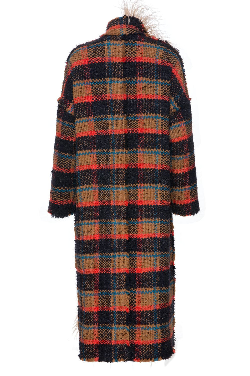 CHECKED OVERSIZE WOOL AND MOHAIR-BLEND COAT | Lalo Cardigans | CULT MIA
