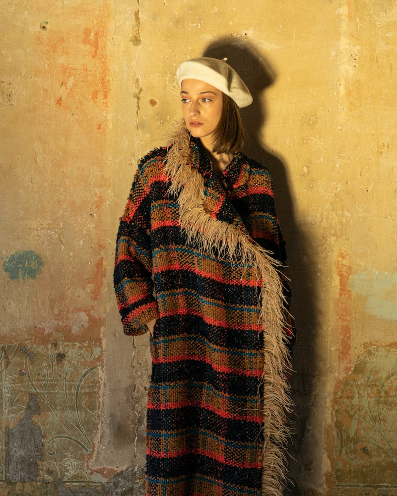 CHECKED OVERSIZE WOOL AND MOHAIR-BLEND COAT | Lalo Cardigans | CULT MIA