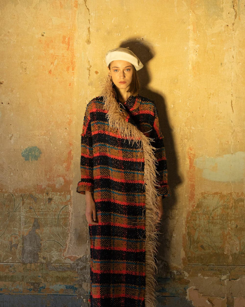 CHECKED OVERSIZE WOOL AND MOHAIR-BLEND COAT | Lalo Cardigans | CULT MIA