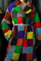 Lalo checked oversized wool coat in a classic pattern, styled with wide lapels and a relaxed fit for winter outerwear.