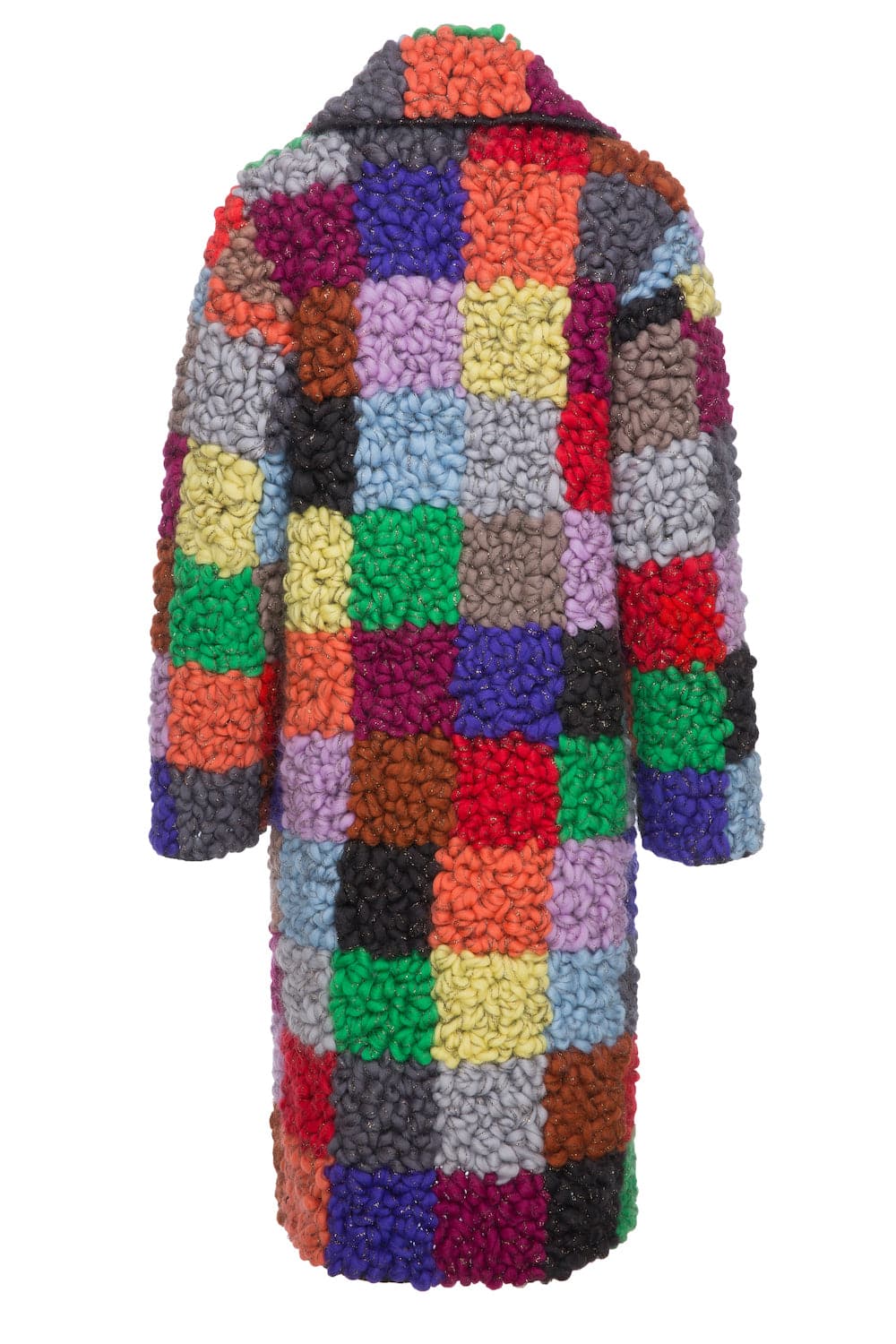 Lalo checked oversized wool coat in gray and black with a relaxed fit, featuring a classic plaid pattern and wide lapels.