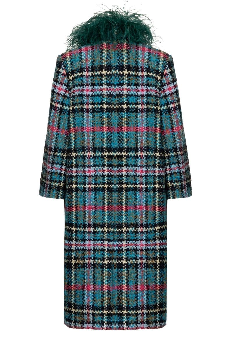 CHECKERED TWEED BOA GREEN COAT | Lalo | CULT MIA