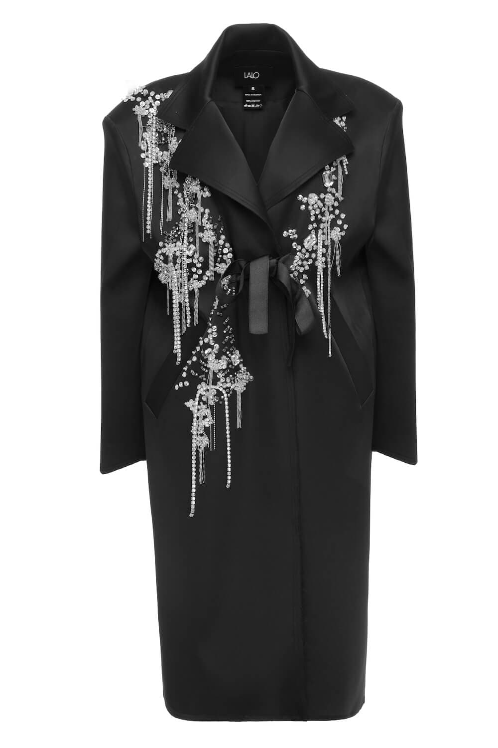 Lalo embellished silk-blend coat in XS, featuring intricate detailing and a luxurious fabric for elegant winter wear.