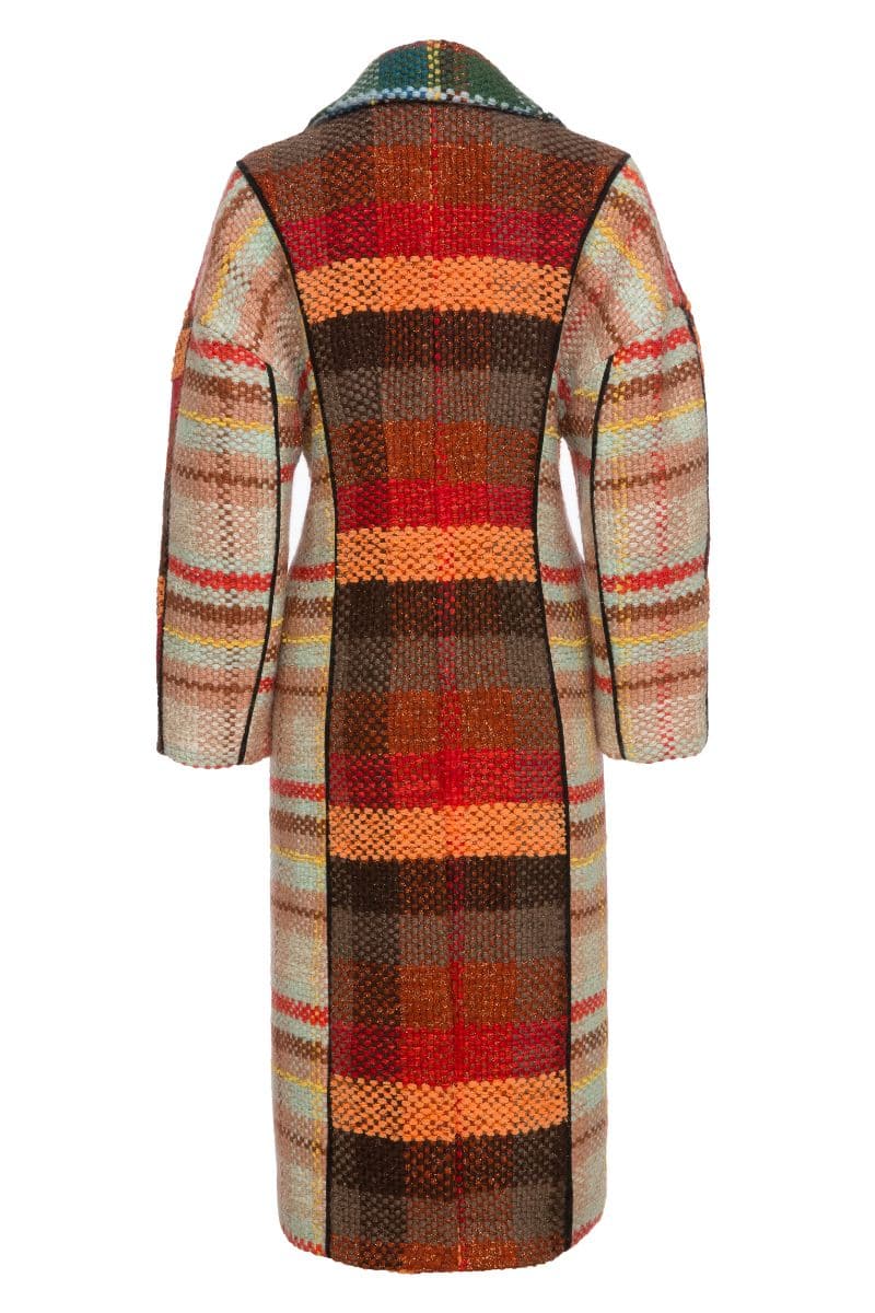GEOMETRIC OVERSIZED BLUE AND ORANGE COAT | Lalo | CULT MIA