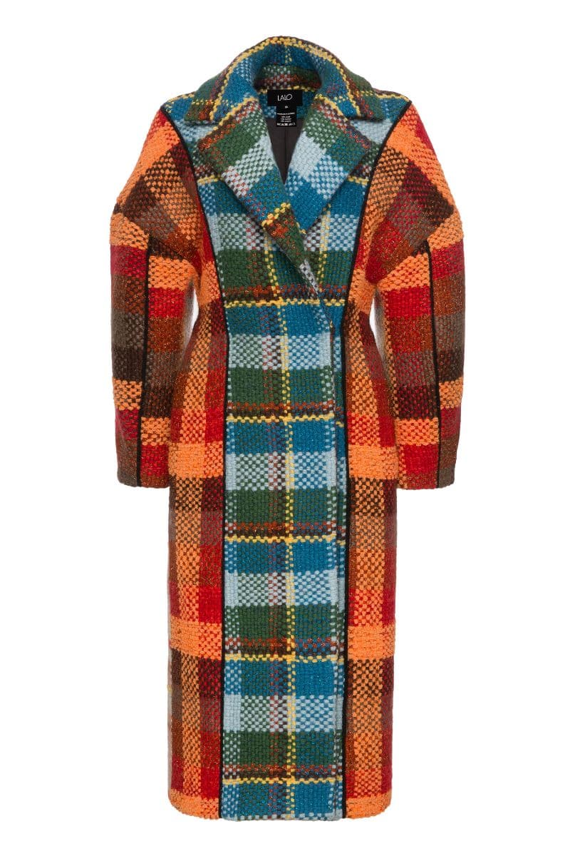 GEOMETRIC OVERSIZED BLUE AND ORANGE COAT | Lalo | CULT MIA
