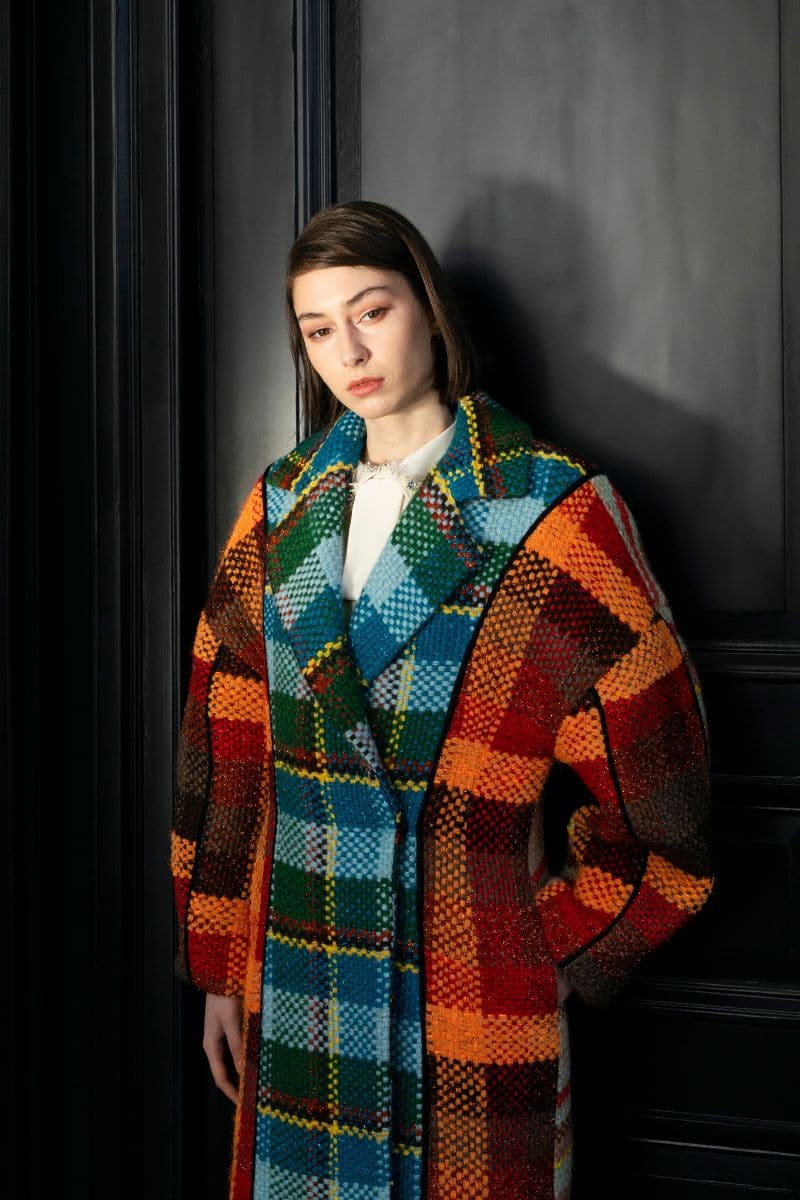 GEOMETRIC OVERSIZED BLUE AND ORANGE COAT | Lalo | CULT MIA