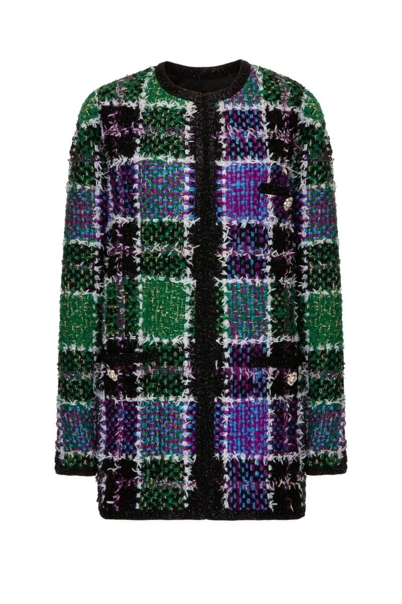 GREEN AND PURPLE CHECKERED WOOL-BLEND JACKET | Lalo | CULT MIA