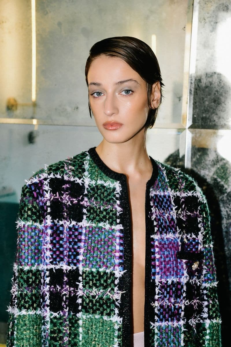 GREEN AND PURPLE CHECKERED WOOL-BLEND JACKET | Lalo | CULT MIA