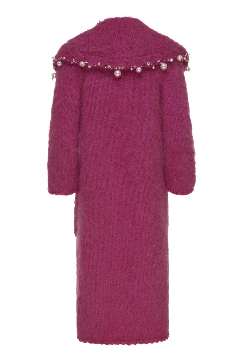 PEARL EMBROIDERED PURPLE MOHAIR COAT | Lalo | CULT MIA