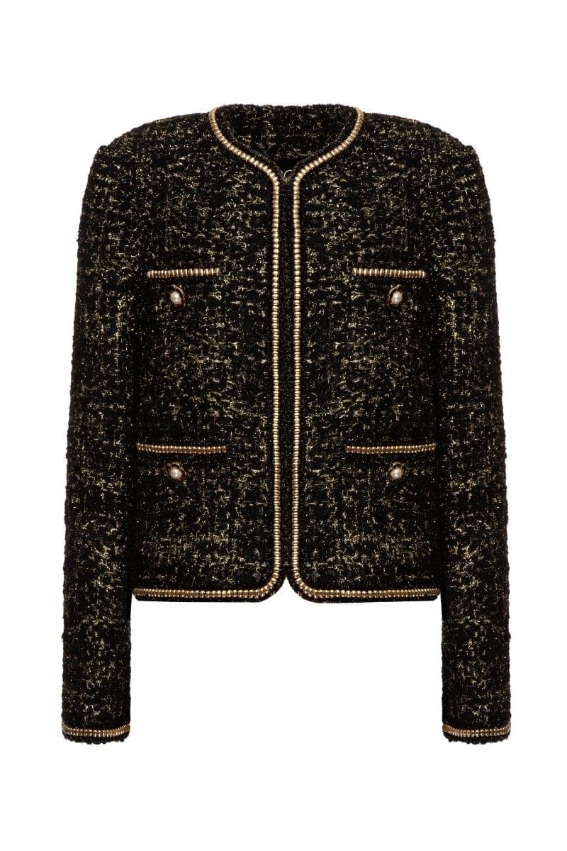 TWEED BLACK WOOL-BLEND CROPPED JACKET | Lalo | CULT MIA