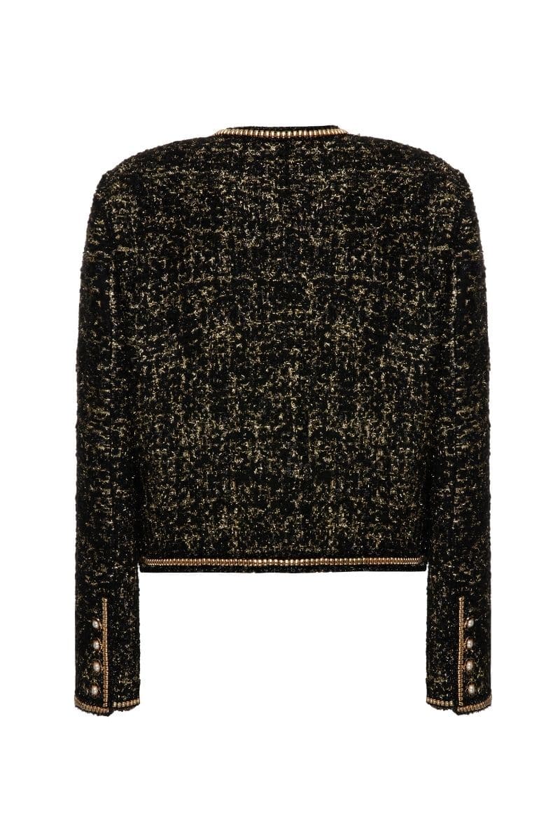 TWEED BLACK WOOL-BLEND CROPPED JACKET | Lalo | CULT MIA