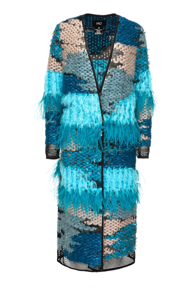 WOOL-BLEND FRINGED LONG-LINE CARDIGAN | Lalo | CULT MIA