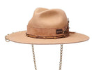 Beige fire felt hat by LE SH KA featuring a wide brim and stylish design, perfect for fashionable outdoor wear.