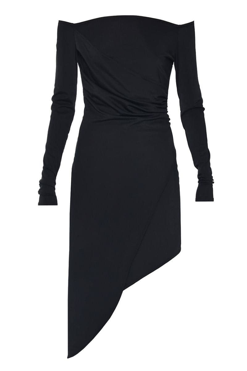 BLACK LIYA ASYMMETRIC DRESS | Liya | CULT MIA